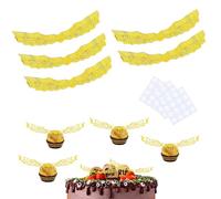 ZALHIN 50 Pcs Décoration De Gateau Ailes Dorees - Decoration Anniversaire, Golden Topper Happy Birthday Deco pour Chocolat Cupcake Bonbon Dessert, Decoration De Fete À Theme