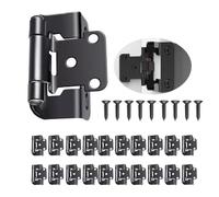 ZALHIN Charnières d'armoire - 10 pack de 5 paires de 1/2 pouces superposés charnières invisible avec Amortisseur Intégré Mécanisme de Fermeture Automatique Standard Charnière (Noir)