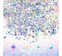 ZALHIN Etoiles Lunes Confettis - Paillettes Decoratives Eparses, confettis romantique pour Deco Anniversaire 18 Ans Decoration Table Décoration de mariage Décoration d'ongles(60g)