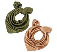 ZALHIN Foulard en Soie pour Femme, Bandana Foulard en Soie pour Femme, 60 x 60 cm, Marron et Vert