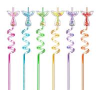ZALHIN Lot de 24 pailles réutilisables en Plastique pour Enfants Paille bouclée pour Enfants pour fête d'anniversaire Décoration de Noël Décorations de Table de Fête de Famille