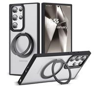 Zalinbo Coque de protection avec joint torique pour Samsung Galaxy S24 Ultra - Support invisible à 360° - Force magnétique - Tout-en-un - Mat - Résistant aux chocs - Protection militaire - Fine - Noir