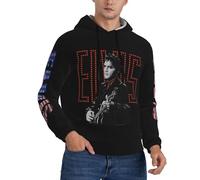 ZALIX Sweat à Capuche Elvis Singer Rock-Presley pour Homme, Hip-hop, Tendance, Graphique, esthétique, à Manches Longues, 4, L
