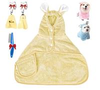 Zallopaws Dog Drying Bath Towel, Bunny Ear Microfiber Absorbent Skin-Friendly Dog & Cat Hoodie Bathrobe, Quick Drying Zallo Paws Pet Towel, Extra Soft Highly Absorbent Dog Bathrobe (XL,Yellow)