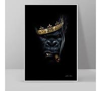 ZALORD Canvas Picture King Gorilla Smoking A Cigar Wall Art Artwork Painting Prints Poster Office Living Room Home Decor 23.6”x35.4”(60x90cm) Frameless