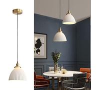 ZALORD Éclairage suspendu moderne du milieu du siècle Plafonnier en céramique blanche Luminaires suspendus Conception de dôme rustique américain Mini petite suspension Verre de lait pour le salon Sall