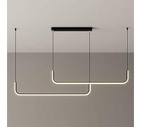 ZALORD Lustres linéaires à LED, luminaires Suspendus à LED Noirs Modernes, Lustre linéaire Minimaliste, plafonnier Nordique à intensité Variable pour Table à Manger au-Dessus