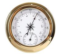 ZALTAS Hygromètre en Laiton 14,5 Cm, Stations Météorologiques Multifonctionnelles, Hygroomètre 2-en-1, Hygromètre en Extérieur Intérieur Mural Gold