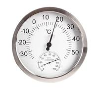 ZALTAS Thermomètre Mural À Grand Écran À Grand Écran, Thermomètre Et Hygromètre en Pharmacie en Acier Inoxydable, Jardin, Entrepôt, Thermomètre Industriel, Thermomètres Ext Silver