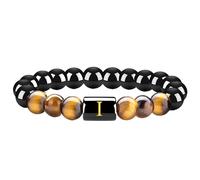 ZALXOZYL Bracelet en Perles Naturelles Polies àla Main, Bijoux en Agate, Pierres Précieuses, Chakra, pour Femmes et Hommes, Cadeau D'Anniversaireletteri21.59Cm