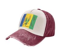 ZALXOZYL Casquette Classique en Denim Délavé, Drapeau de Saint-Vincent-et-Les Grenadines, Style Rétro, en Coton Respirant, Idéale pour Toutes Les Saisons 2 One Size