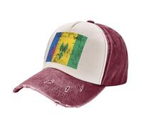 ZALXOZYL Casquette de Baseball Délavée Style Camionneur, Motif Drapeau de Saint-Vincent-Et-Les Grenadines, en Coton avec Bandeau Anti-Transpiration, Style Rétro Unisexe 2 One Size