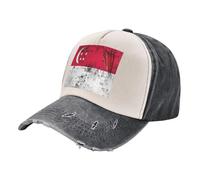 ZALXOZYL Casquette de Baseball en Denim Vieilli avec Motif Drapeau de Singapour, Délavée Rétro, Coupe Confortable avec Bande Intérieure Résistante À La Transpiration, Tissu Léger 4 One Size