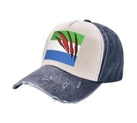 ZALXOZYL Casquette de Camionneur pour Homme, Casquette de Baseball Vintage Délavée avec Imprimé Drapeau de La Sierra Leone, Denim Vieilli Réglable Unisexe pour Le Travail en Extérieur 5 One Size
