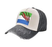 ZALXOZYL Casquette Style Conducteur, Chapeau de Papa en Denim Délavé Vintage avec Motif Drapeau de La Sierra Leone, 100% Coton Unisexe Réglable pour Les Trajets Quotidiens 4 One Size