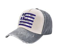 ZALXOZYL Casquettes de Baseball avec Imprimé Drapeau Grec, Motif Denim Délavé Vintage, Bloc de Couleur, Sangle Arrière Réglable, Légères, Polyvalentes pour L'Extérieur 3 One Size
