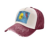 ZALXOZYL Casquettes de Baseball pour Voyage et Aventure, Chapeau Vintage en Denim Vieilli avec Motif Drapeau des Palaos, Compactes et Unisexes pour Les Vacances et Le Tourisme. 2 One Size