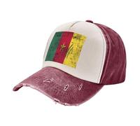 ZALXOZYL Chapeau Brodé Drapeau du Cameroun, en Coton Respirant et Ajustable, pour Hommes et Femmes, pour La Plage, Le Quotidien et Les Loisirs. Léger, Résistant et Confortable. Dark Red One Size