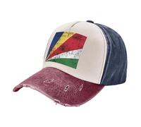 ZALXOZYL Chapeau D'Aventure de Randonnée, Casquette de Baseball Rétro en Denim Délavé avec Imprimé Drapeau des Seychelles, Légère et Respirante, Unisexe pour L'Extérieur 1 One Size