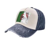 ZALXOZYL Chapeau de Protection Solaire D'Été, Casquette Légère en Denim Délavé Vintage avec Imprimé Drapeau Algérien, Respirant et Unisexe pour La Plage et Les Vacances 5 One Size