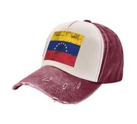 ZALXOZYL Chapeau de Soleil Confortable,Lavé et Ajustable,aux Couleurs du Drapeau Vénézuélien,pour La Course à Pied,Le Quotidien et Les Loisirs. Léger,Résistant et Confortable. Dark Red One Size