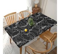 ZALXOZYL Nappe Extensible Ethnique 152 cm - Housse Ajustée 76 X 152 cm, Facile à Nettoyer, Oléofuge et Hydrofuge, avec Élastique De Protection, pour La Maison et Les Événements Black 5Ft