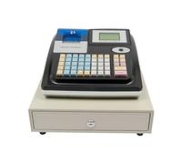 Zalydala Caisse enregistreuse électronique professionnelle avec double écran, 36 compartiments et 10 000 Plus, détection de faux billets et port RS232/USB, pour supermarchés, restaurants