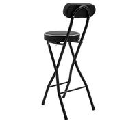 Zalydala Lot de 2 tabourets de bar pliables - Charge maximale : 125 kg - Hauteur réglable : 65 cm - Avec coussin en polyuréthane et verrouillage de sécurité - Pour bar, camping et jardin - Noir