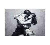 ZAMAEIU Abstrait Noir et Blanc Minimaliste Imprimés Double danse tableaux, posters et arts décoratifs, Convient pour le salon, la chambre, etc(noir et blanc52)-80x120cm Sans cadre