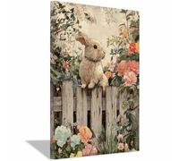 ZAMAEIU Affiches et impressions d'animaux Lapin toile decoration murale, Convient pour le salon, la chambre,Bureau du corridor etc.(marron12)-20x30cm Encadrée