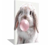 ZAMAEIU Affiches et impressions d'animaux Lapin toile decoration murale, Convient pour le salon, la chambre,Bureau du corridor etc.(blanc147)-50x70cm Encadrée