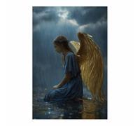 ZAMAEIU Art Moderne Style, Ailes Dorées sous la Pluie, Affiches Et Art Mural, Sur Toile Tableau Pour Chambre Salon Couloir Decoration D'Intérieur(bleu)-60x90cm Sans cadre