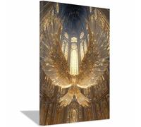 ZAMAEIU Art Moderne Style, Dieu martial aux ailes célestes, Affiches Et Art Mural, Sur Toile Tableau Pour Chambre Salon Couloir Decoration D'Intérieur(doré)-20x30cm Encadrée