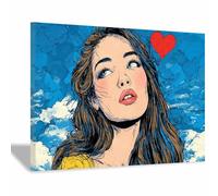 ZAMAEIU d'art romantique minimaliste Love Femme près du cœur Tableau Mural Decoration,Pour Le Salon Bureau Salle De Réunion Salle De Bain Entrée(bleu09)-30x50cm Encadrée