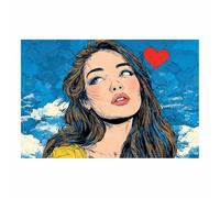 ZAMAEIU d'art romantique minimaliste Love Femme près du cœur Tableau Mural Decoration,Pour Le Salon Bureau Salle De Réunion Salle De Bain Entrée(bleu09)-20x30cm Sans cadre