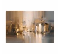 ZAMAEIU Décor Abstrait Peintures Reflet d'un bâtiment ancien Grandes impressions d'art moderne,pour peintur photo pour salon Toile Chambre Mur Salle de bain Bureau(doré65)-80x120cm Sans cadre