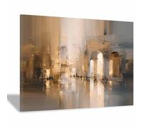 ZAMAEIU Décor Abstrait Peintures Reflet d'un bâtiment ancien Grandes impressions d'art moderne,pour peintur photo pour salon Toile Chambre Mur Salle de bain Bureau(doré65)-30x50cm Encadrée