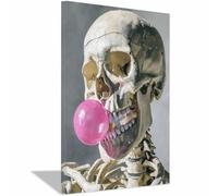 ZAMAEIU Halloween décorative sur toile Bulles de crâne peinture sur toile, Convient pour le salon, la salle de bain Décoration murale, etc(rose273)-30x50cm Encadrée
