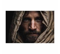ZAMAEIU Impression sur toile Jésus La Sainte Face cachée Portrait de tranquillité,Décoration murale pour salon, chambre à coucher, église, salle de prière(noir30)-60x90cm Sans cadre
