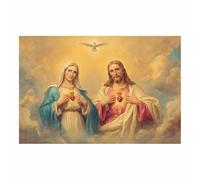 ZAMAEIU Impression sur toile Jésus Le Saint avec les Saints Portrait de tranquillité,Décoration murale pour salon, chambre à coucher, église, salle de prière(marron70)-50x70cm Sans cadre