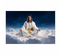 ZAMAEIU Impression sur toile Jésus Nuage zen sacré Portrait de tranquillité,Décoration murale pour salon, chambre à coucher, église, salle de prière(blanc185)-30x50cm Sans cadre