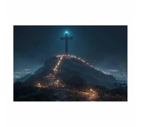 ZAMAEIU Impression sur toile Jésus Nuit de la montagne sacrée Portrait de tranquillité,Décoration murale pour salon, chambre à coucher, église, salle de prière(noir40)-20x30cm Sans cadre