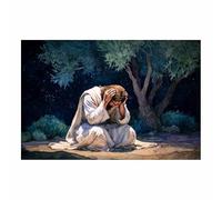 ZAMAEIU Impression sur toile Jésus Sainte Inquiétude Portrait de tranquillité,Décoration murale pour salon, chambre à coucher, église, salle de prière(noir20)-80x120cm Sans cadre
