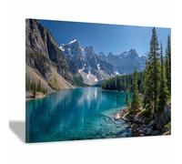 ZAMAEIU Impression sur Toile Paysage Reflet d'un lac de montagne tableaux, arts décoratifs, Convient pour le salon, la salle de bain Décoration murale, etc.(bleu)-30x50cm Encadrée