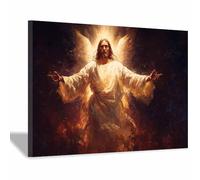ZAMAEIU Jésus Christ Affiche Style Lumière sacrée révélée Impression sur ToileDécoration Murale, pour Maison Couloir de l'appartement Bain Salon Chambre(blanc52)-30x50cm Encadrée