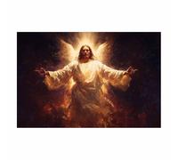 ZAMAEIU Jésus Christ Affiche Style Lumière sacrée révélée Impression sur ToileDécoration Murale, pour Maison Couloir de l'appartement Bain Salon Chambre(blanc52)-60x90cm Sans cadre