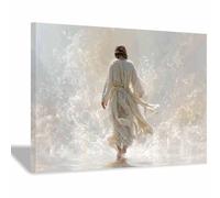 ZAMAEIU JéSus Christ Toile Tableau La Traversée de l'eau sacrée sur toile Poster de décoration,Decoration à La Maison Murale Tableaux salon, chambre(blanc39)-80x120cm Encadrée