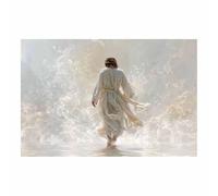 ZAMAEIU JéSus Christ Toile Tableau La Traversée de l'eau sacrée sur toile Poster de décoration,Decoration à La Maison Murale Tableaux salon, chambre(blanc39)-50x70cm Sans cadre