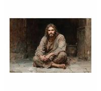 ZAMAEIU JéSus Christ Toile Tableau Le Saint assis en méditation sur toile Poster de décoration,Decoration à La Maison Murale Tableaux salon, chambre(noir34)-20x30cm Sans cadre
