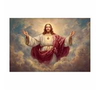 ZAMAEIU JéSus Christ Toile Tableau Nuage sacré debout sur toile Poster de décoration,Decoration à La Maison Murale Tableaux salon, chambre(blanc54)-50x70cm Sans cadre